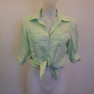 Tracy M.  Light Green Linen Shirt